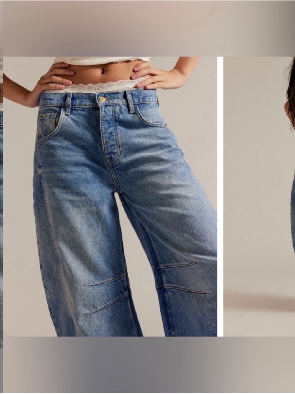 NWT Free People We The Free Good Luck Mid-Rise Barrel Jeans ultra light beam 33 - Picture 5 of 15